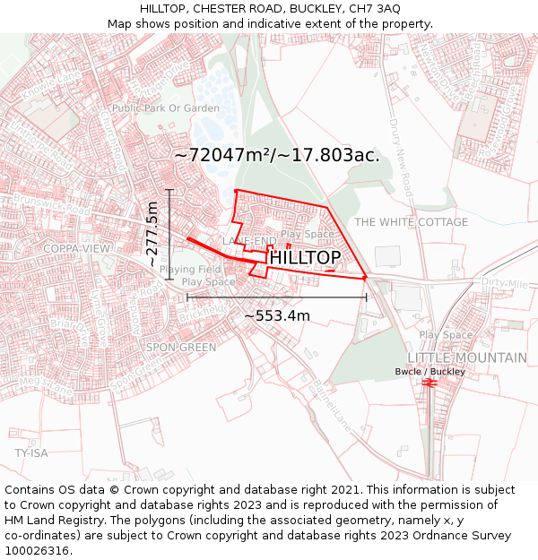 HILLTOP, CHESTER ROAD, BUCKLEY, CH7 3AQ: Plot and title map