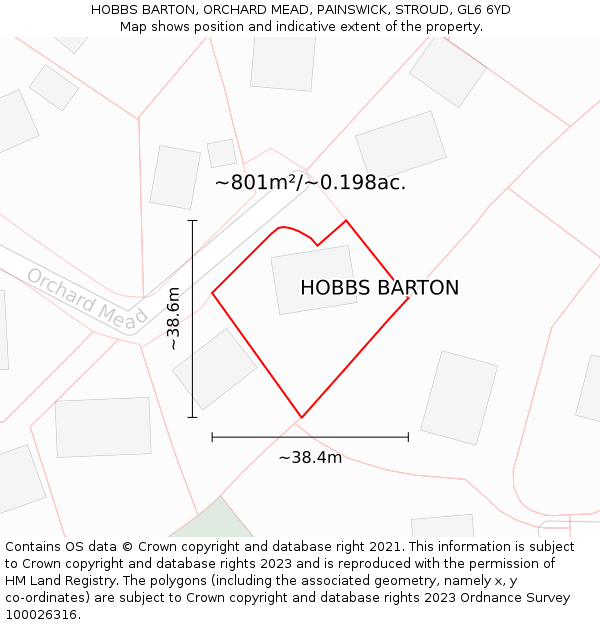 HOBBS BARTON, ORCHARD MEAD, PAINSWICK, STROUD, GL6 6YD: Plot and title map