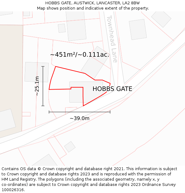 HOBBS GATE, AUSTWICK, LANCASTER, LA2 8BW: Plot and title map