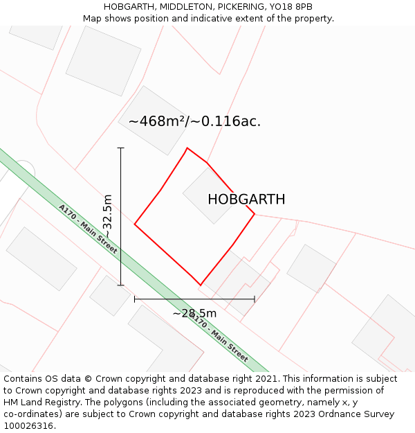 HOBGARTH, MIDDLETON, PICKERING, YO18 8PB: Plot and title map