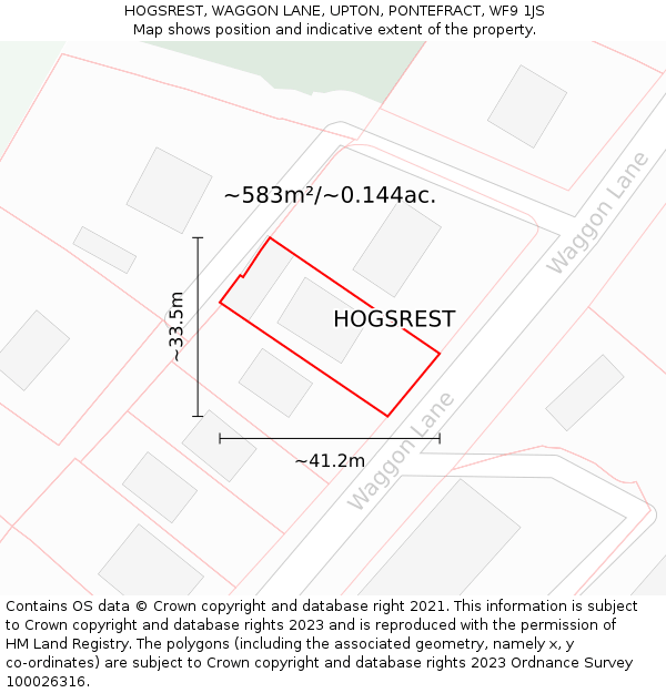 HOGSREST, WAGGON LANE, UPTON, PONTEFRACT, WF9 1JS: Plot and title map