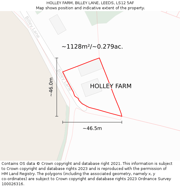 HOLLEY FARM, BILLEY LANE, LEEDS, LS12 5AF: Plot and title map