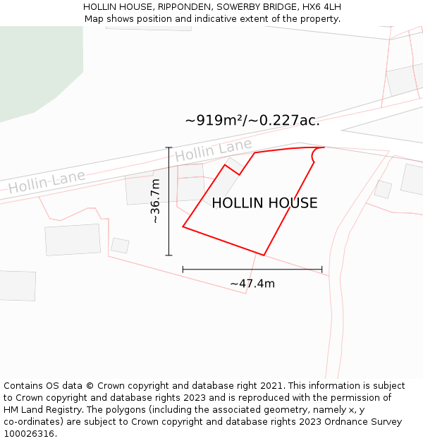 HOLLIN HOUSE, RIPPONDEN, SOWERBY BRIDGE, HX6 4LH: Plot and title map