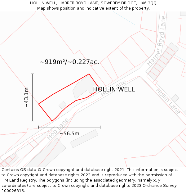 HOLLIN WELL, HARPER ROYD LANE, SOWERBY BRIDGE, HX6 3QQ: Plot and title map