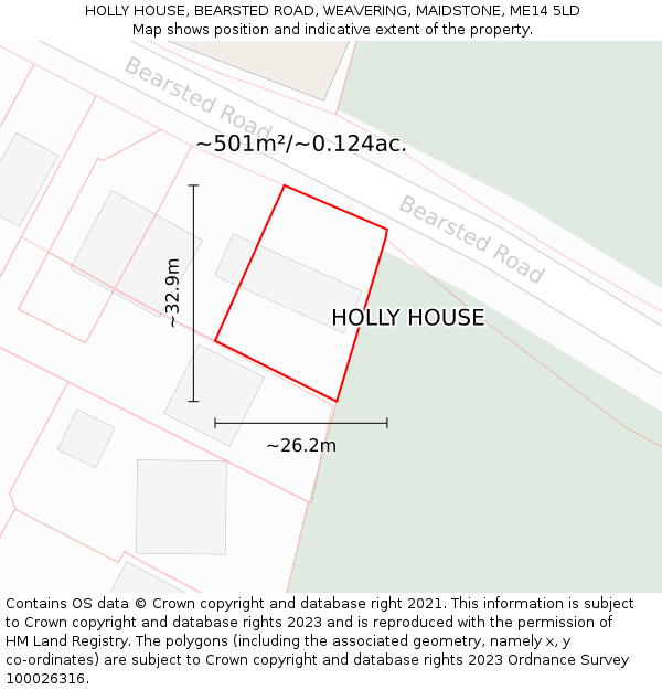 HOLLY HOUSE, BEARSTED ROAD, WEAVERING, MAIDSTONE, ME14 5LD: Plot and title map
