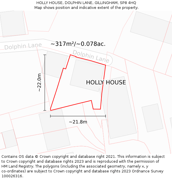 HOLLY HOUSE, DOLPHIN LANE, GILLINGHAM, SP8 4HQ: Plot and title map