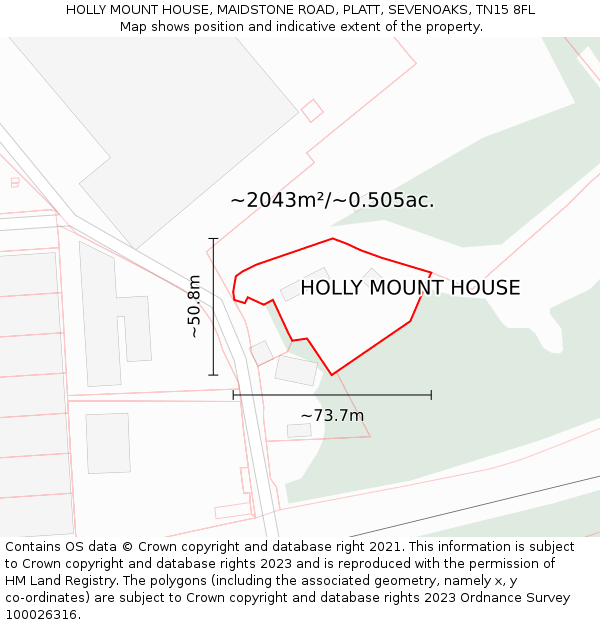 HOLLY MOUNT HOUSE, MAIDSTONE ROAD, PLATT, SEVENOAKS, TN15 8FL: Plot and title map