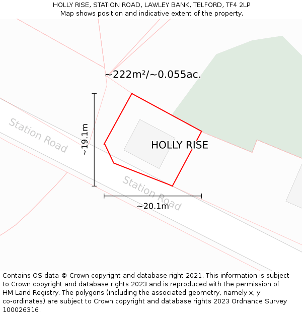 HOLLY RISE, STATION ROAD, LAWLEY BANK, TELFORD, TF4 2LP: Plot and title map