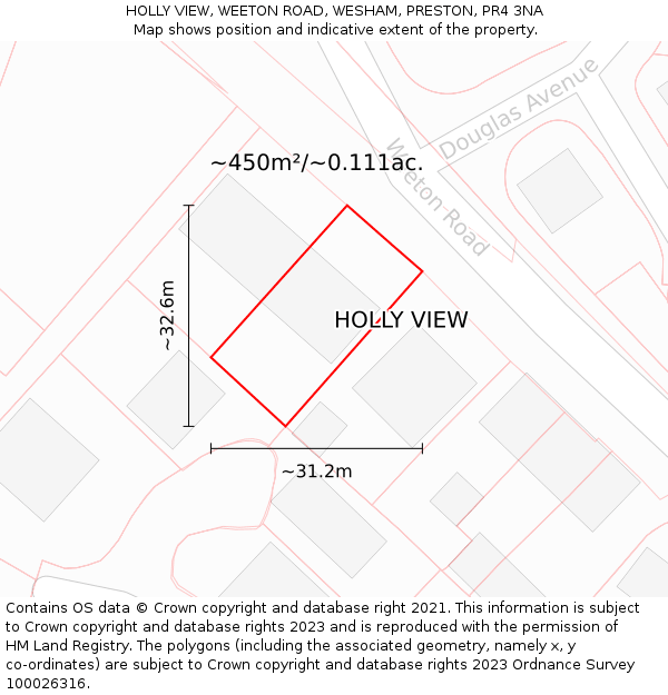 HOLLY VIEW, WEETON ROAD, WESHAM, PRESTON, PR4 3NA: Plot and title map