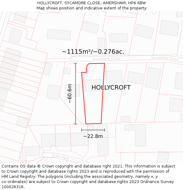 HOLLYCROFT, SYCAMORE CLOSE, AMERSHAM, HP6 6BW: Plot and title map