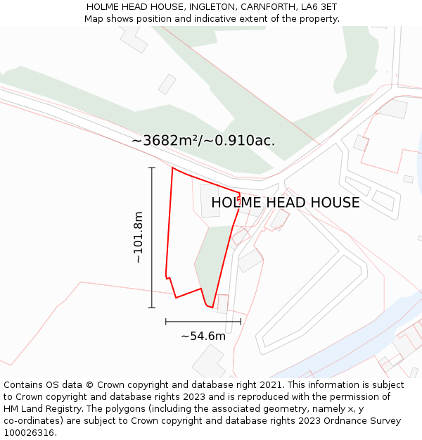 HOLME HEAD HOUSE, INGLETON, CARNFORTH, LA6 3ET: Plot and title map