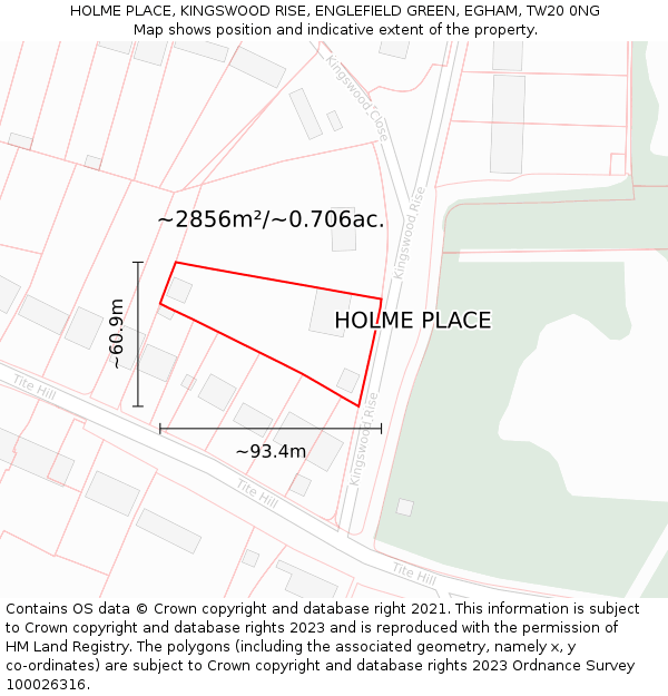 HOLME PLACE, KINGSWOOD RISE, ENGLEFIELD GREEN, EGHAM, TW20 0NG: Plot and title map