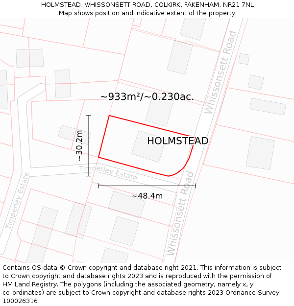 HOLMSTEAD, WHISSONSETT ROAD, COLKIRK, FAKENHAM, NR21 7NL: Plot and title map