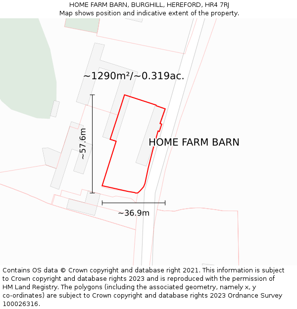 HOME FARM BARN, BURGHILL, HEREFORD, HR4 7RJ: Plot and title map