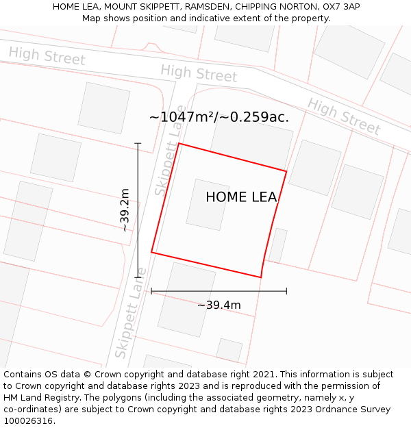 HOME LEA, MOUNT SKIPPETT, RAMSDEN, CHIPPING NORTON, OX7 3AP: Plot and title map