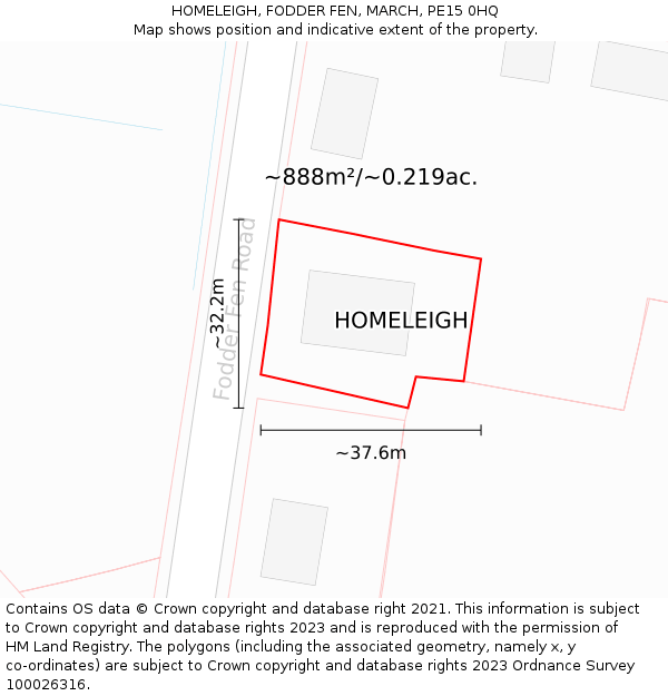 HOMELEIGH, FODDER FEN, MARCH, PE15 0HQ: Plot and title map