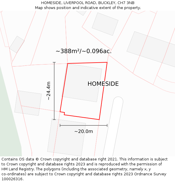 HOMESIDE, LIVERPOOL ROAD, BUCKLEY, CH7 3NB: Plot and title map