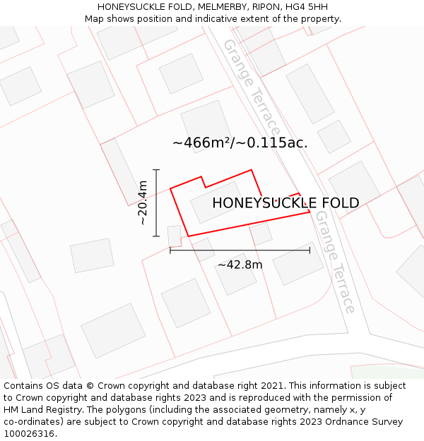 HONEYSUCKLE FOLD, MELMERBY, RIPON, HG4 5HH: Plot and title map