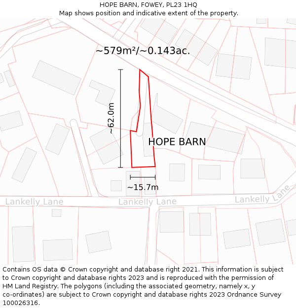 HOPE BARN, FOWEY, PL23 1HQ: Plot and title map