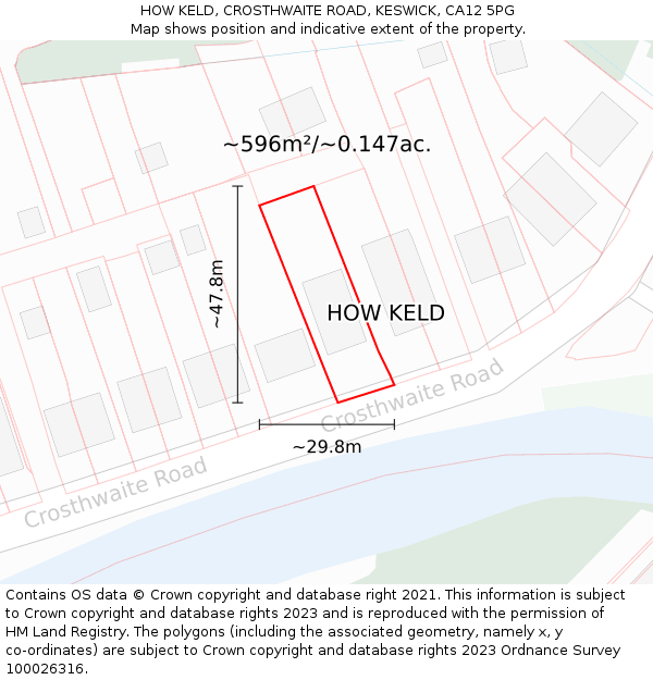 HOW KELD, CROSTHWAITE ROAD, KESWICK, CA12 5PG: Plot and title map
