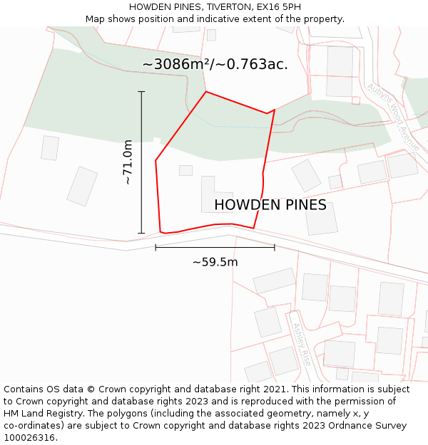 HOWDEN PINES, TIVERTON, EX16 5PH: Plot and title map