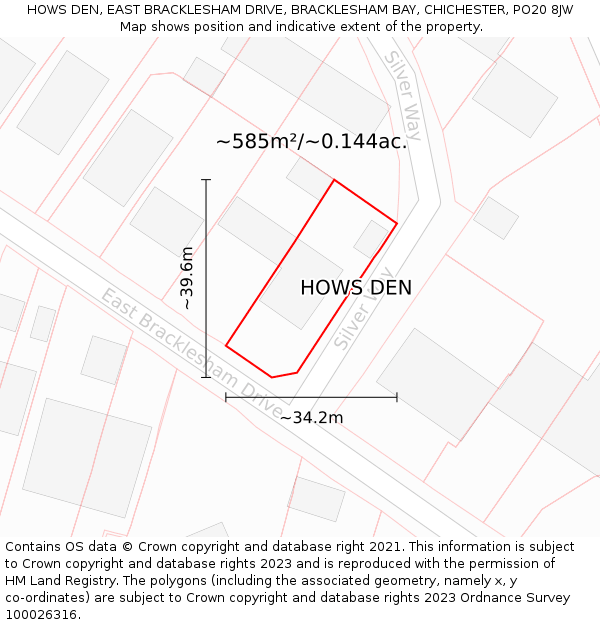 HOWS DEN, EAST BRACKLESHAM DRIVE, BRACKLESHAM BAY, CHICHESTER, PO20 8JW: Plot and title map