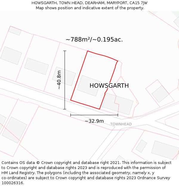 HOWSGARTH, TOWN HEAD, DEARHAM, MARYPORT, CA15 7JW: Plot and title map