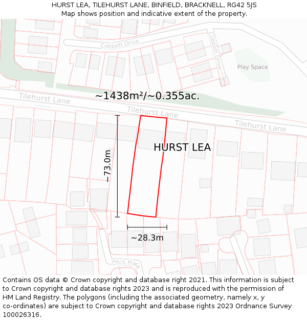 HURST LEA, TILEHURST LANE, BINFIELD, BRACKNELL, RG42 5JS: Plot and title map