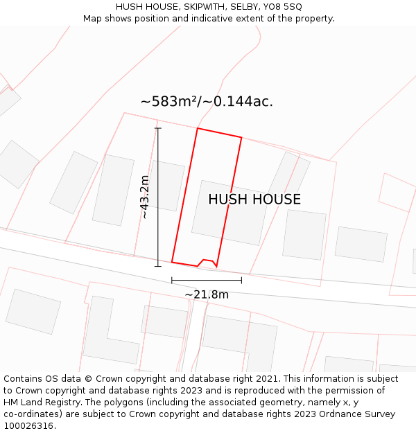 HUSH HOUSE, SKIPWITH, SELBY, YO8 5SQ: Plot and title map