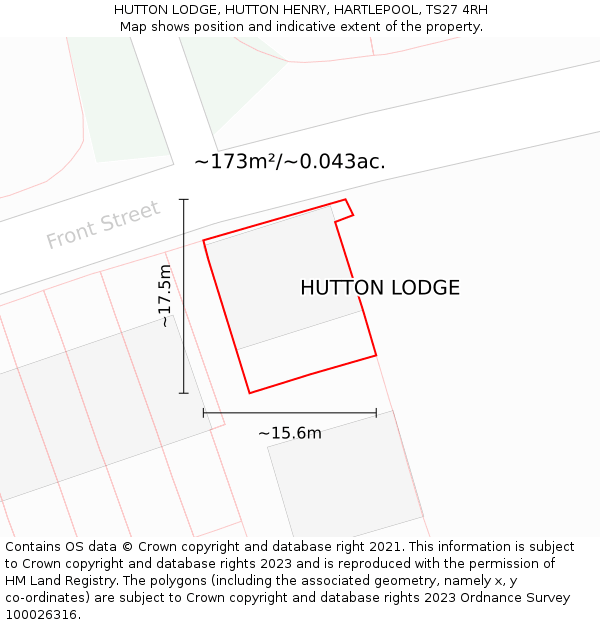HUTTON LODGE, HUTTON HENRY, HARTLEPOOL, TS27 4RH: Plot and title map