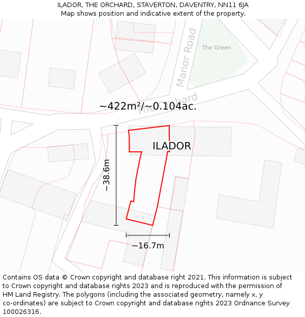 ILADOR, THE ORCHARD, STAVERTON, DAVENTRY, NN11 6JA: Plot and title map