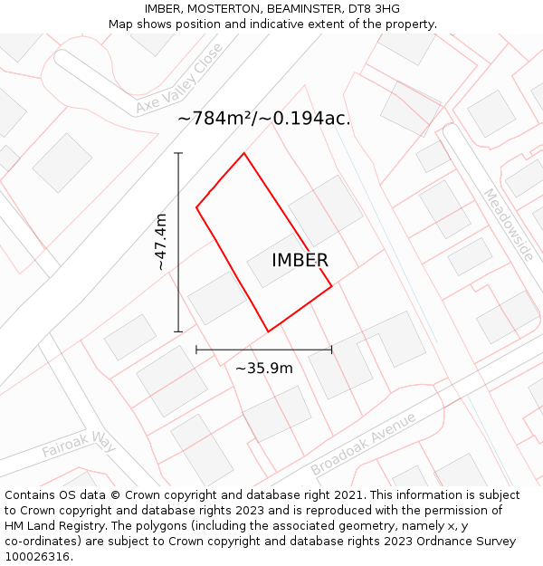 IMBER, MOSTERTON, BEAMINSTER, DT8 3HG: Plot and title map