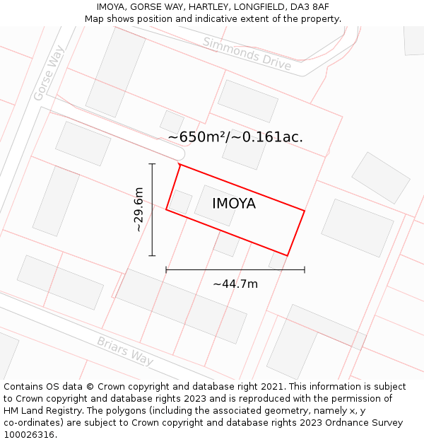 IMOYA, GORSE WAY, HARTLEY, LONGFIELD, DA3 8AF: Plot and title map