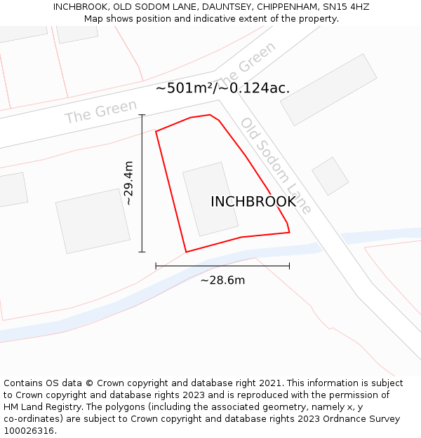 INCHBROOK, OLD SODOM LANE, DAUNTSEY, CHIPPENHAM, SN15 4HZ: Plot and title map