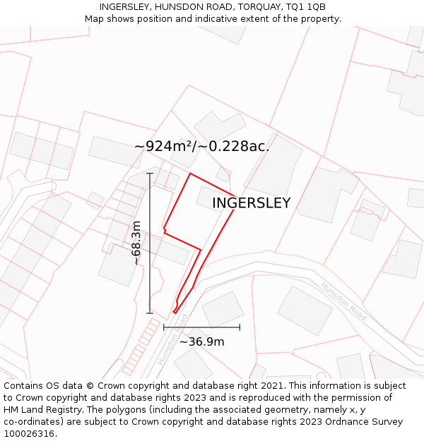 INGERSLEY, HUNSDON ROAD, TORQUAY, TQ1 1QB: Plot and title map