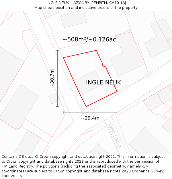 INGLE NEUK, LAZONBY, PENRITH, CA10 1AJ: Plot and title map