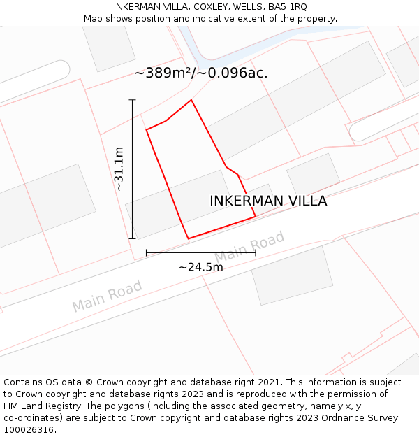 INKERMAN VILLA, COXLEY, WELLS, BA5 1RQ: Plot and title map
