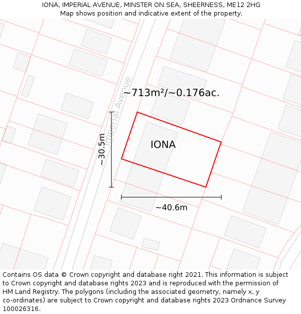 IONA, IMPERIAL AVENUE, MINSTER ON SEA, SHEERNESS, ME12 2HG: Plot and title map