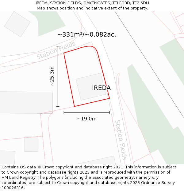 IREDA, STATION FIELDS, OAKENGATES, TELFORD, TF2 6DH: Plot and title map