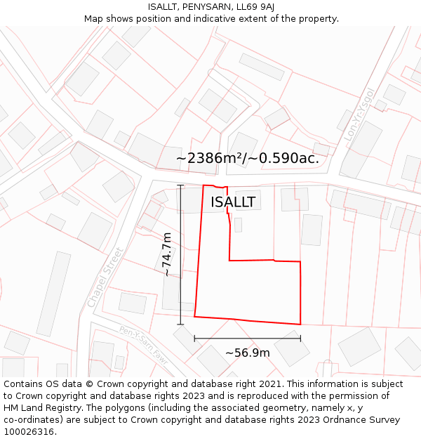 ISALLT, PENYSARN, LL69 9AJ: Plot and title map