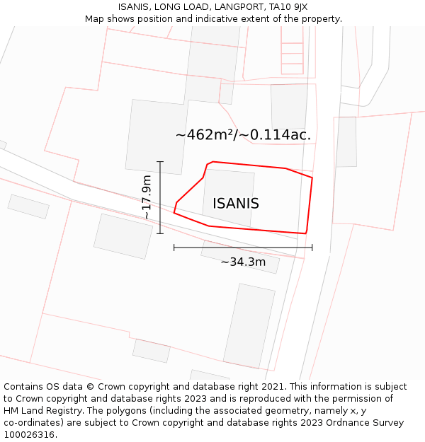 ISANIS, LONG LOAD, LANGPORT, TA10 9JX: Plot and title map