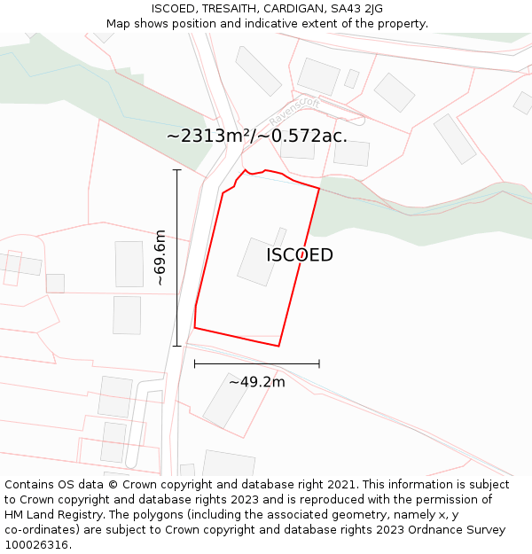 ISCOED, TRESAITH, CARDIGAN, SA43 2JG: Plot and title map