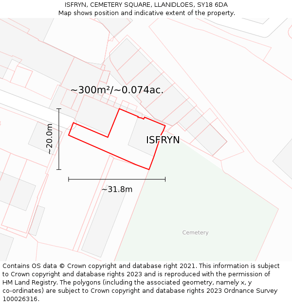 ISFRYN, CEMETERY SQUARE, LLANIDLOES, SY18 6DA: Plot and title map