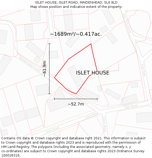 ISLET HOUSE, ISLET ROAD, MAIDENHEAD, SL6 8LD: Plot and title map