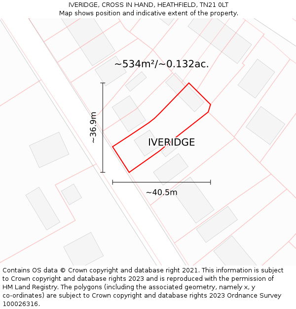 IVERIDGE, CROSS IN HAND, HEATHFIELD, TN21 0LT: Plot and title map