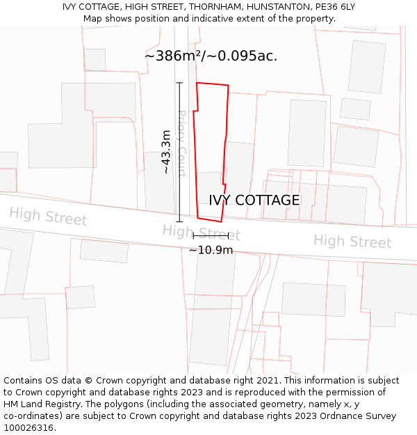 IVY COTTAGE, HIGH STREET, THORNHAM, HUNSTANTON, PE36 6LY: Plot and title map