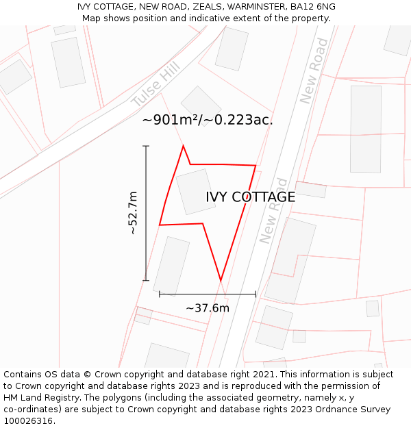 IVY COTTAGE, NEW ROAD, ZEALS, WARMINSTER, BA12 6NG: Plot and title map