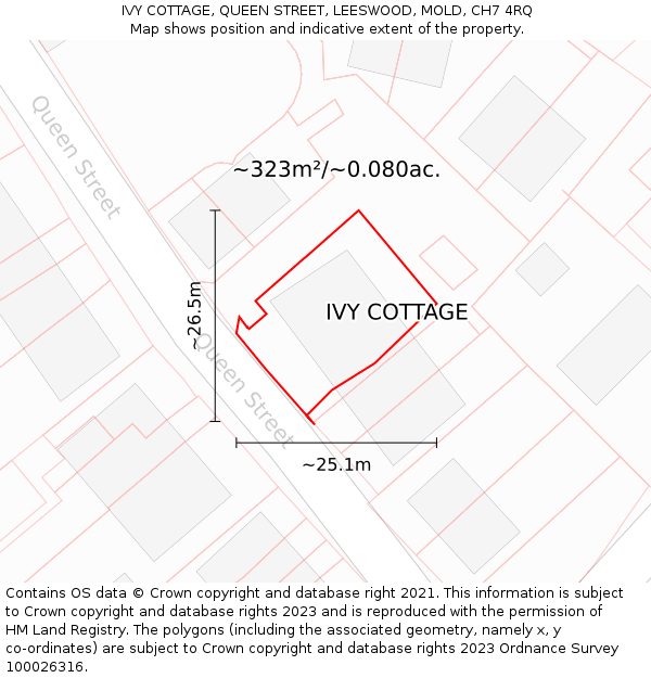 IVY COTTAGE, QUEEN STREET, LEESWOOD, MOLD, CH7 4RQ: Plot and title map