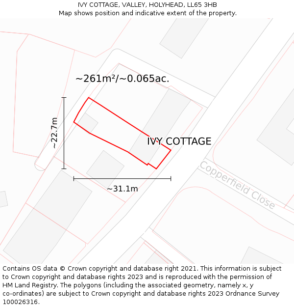 IVY COTTAGE, VALLEY, HOLYHEAD, LL65 3HB: Plot and title map