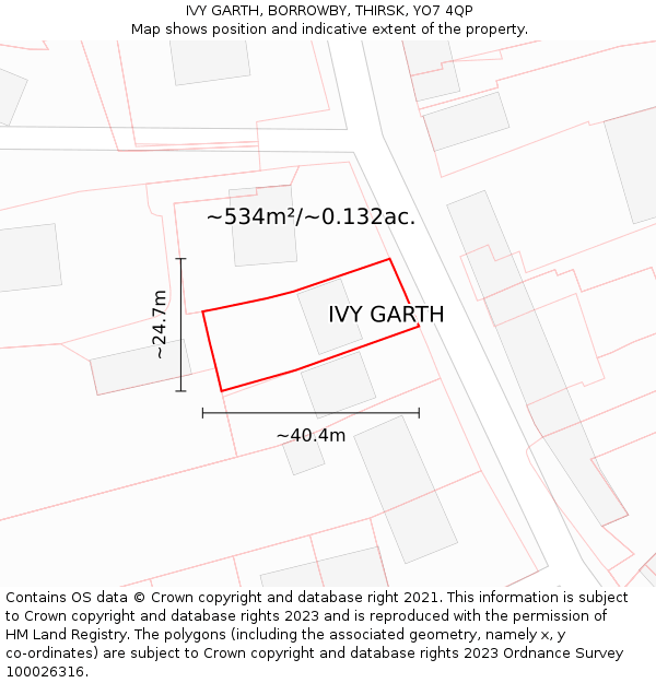 IVY GARTH, BORROWBY, THIRSK, YO7 4QP: Plot and title map